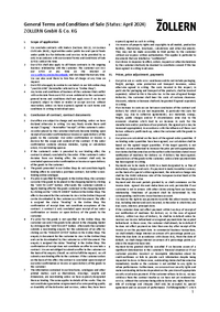Sale conditions Zollern GmbH & Co. KG